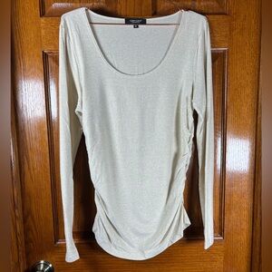 Karen Kane XL Cream & Metallic Gold Long Sleeve Pullover Rushed Sides